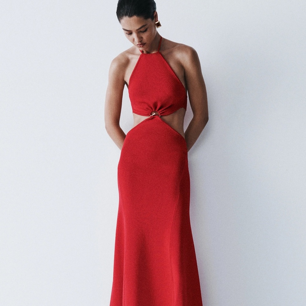 Meshki Marlowe Halter Knit Maxi Dress - XXS